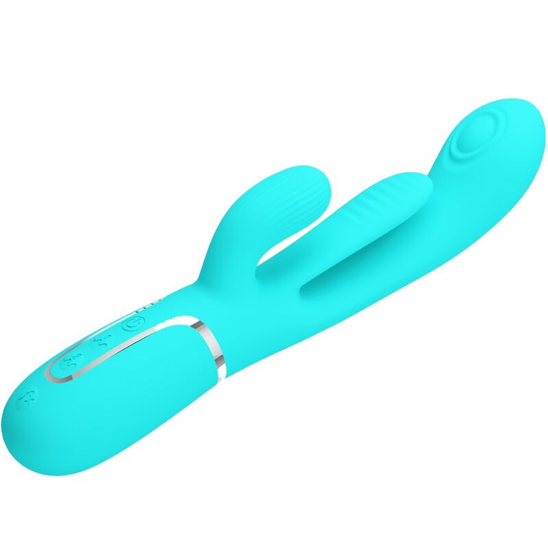 Pretty Love Shania Triple Rabbit Vibrador Multifunción 3 en 1 Azul