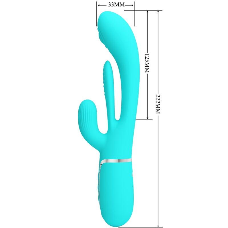 Pretty Love Shania Triple Rabbit Vibrador Multifunción 3 en 1 Azul