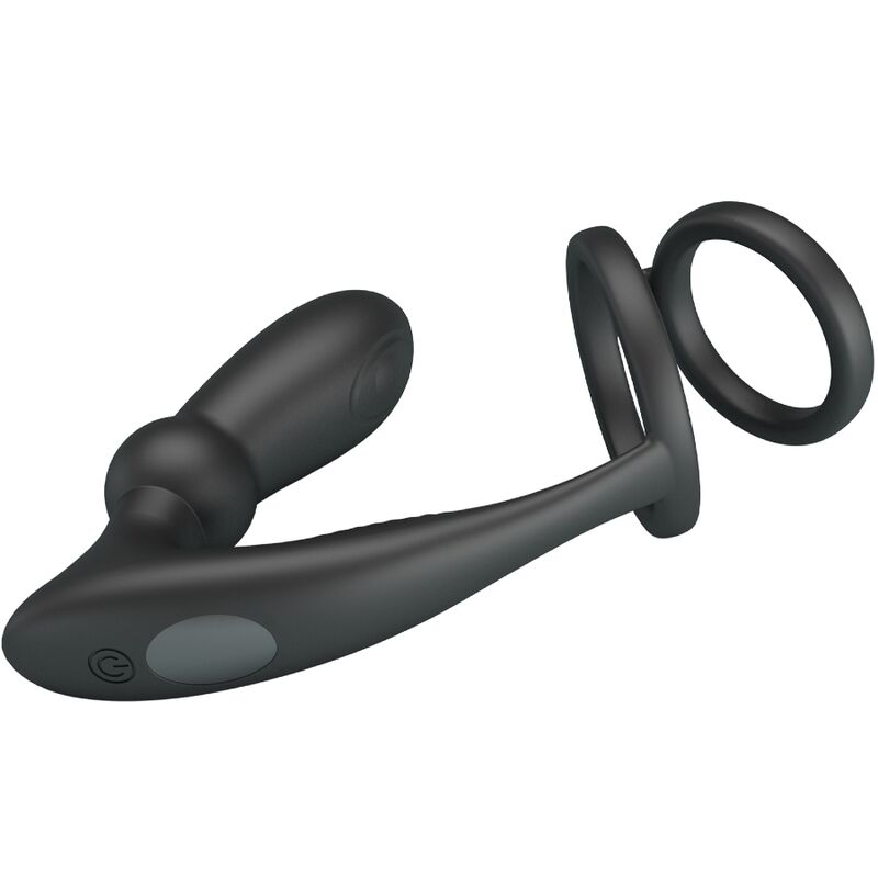 Pretty Love Emoni - Anillo Peneano + Plug Anal 12 Vibraciones Negro