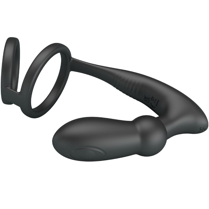Pretty Love Emoni - Anillo Peneano + Plug Anal 12 Vibraciones Negro