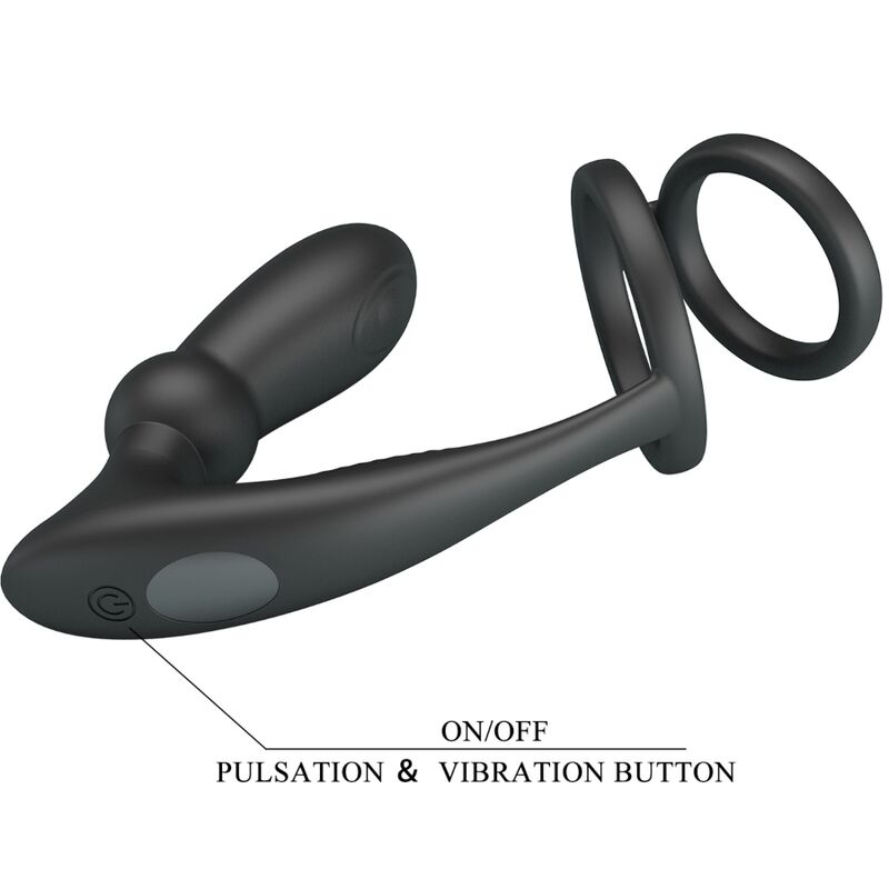 Pretty Love Emoni - Anillo Peneano + Plug Anal 12 Vibraciones Negro
