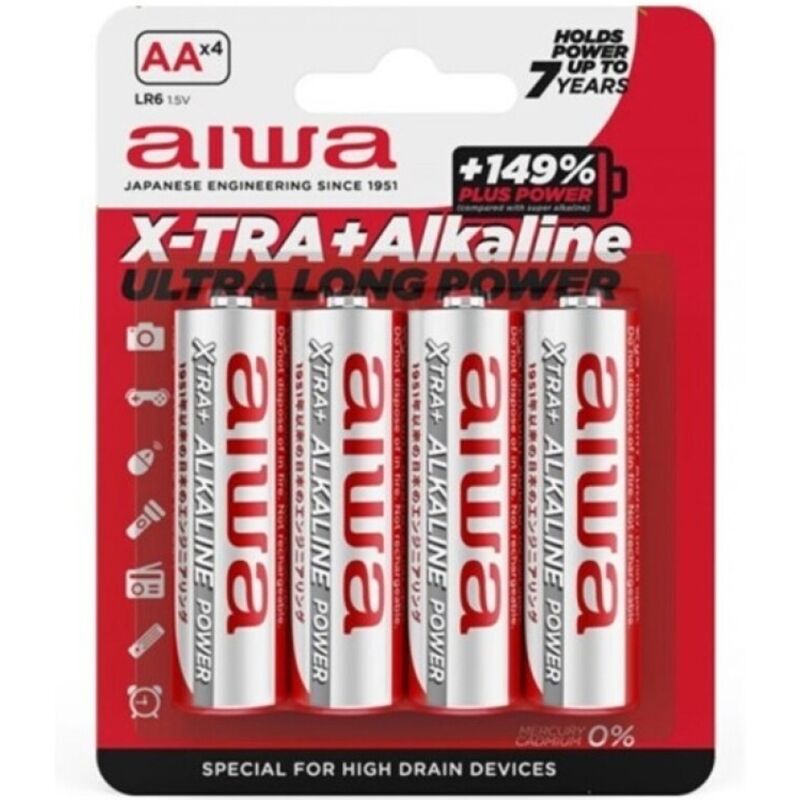 Pilas Alcalinas Aiwa X-TRA AA LR6 - Pack de 4 Unidades
