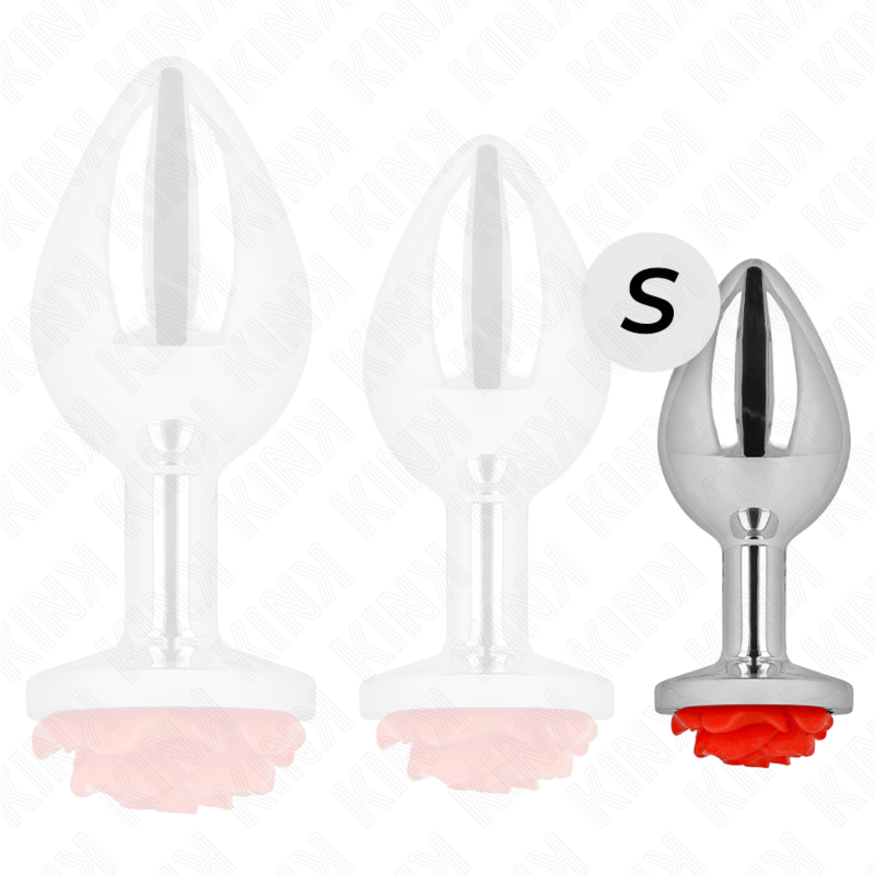 Plug Anal KINK Rose Red Tamaño S - Acero Inoxidable con Adorno de Rosa