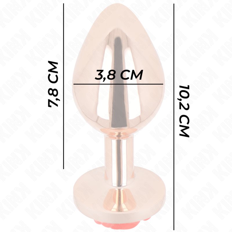 Kink Pink Gold Anal Plug with Red Rose - Plug Anal Metálico Elegante