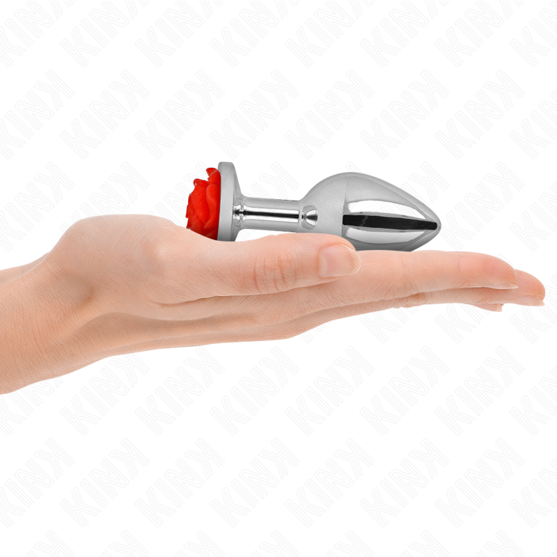 Plug Anal KINK Rose Red Tamaño M - Acero Inoxidable con Adorno de Rosa