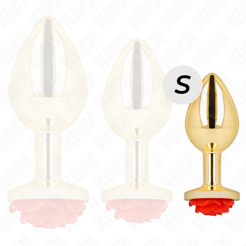 Plug Anal Gold Rose Red Kink Pleasure Plugs - Tamaño S