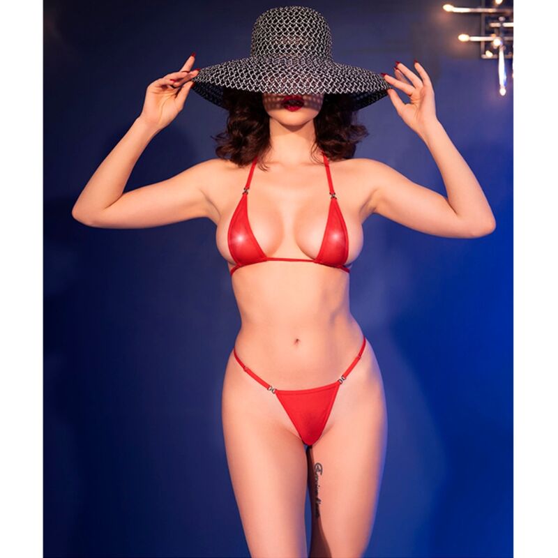 Chilirose CR 4840 Micro Bikini Rojo S/M - Lencería Sensual con Diamantes