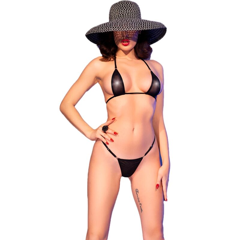 Micro Bikini Negro Chilirose CR 4840 - Tul Brillante con Diamantes S/M