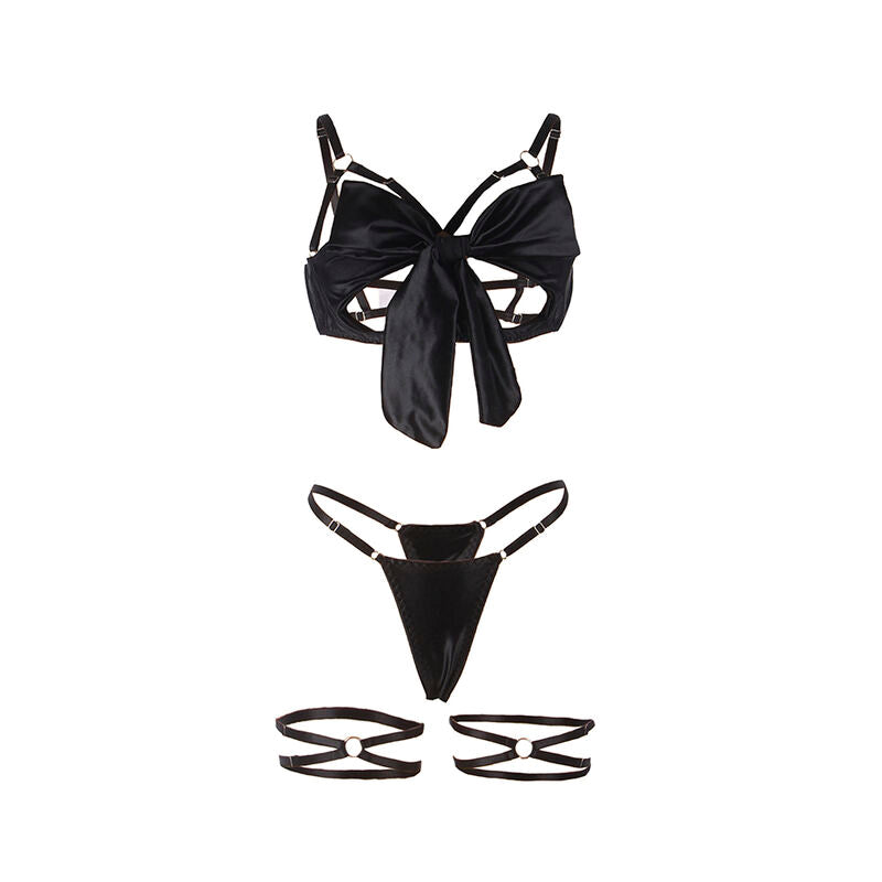 Conjunto de Lencería Subblime con Sujetador de Copas Abiertas y Lazo Negro L/XL