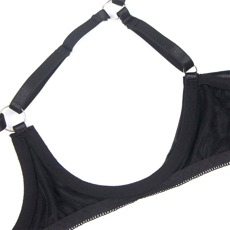 Conjunto de Lencería Subblime con Sujetador de Copas Abiertas y Lazo Negro L/XL