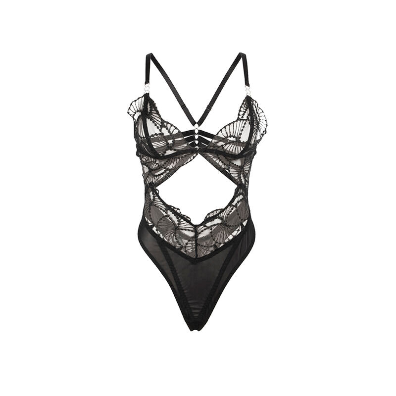 Bodysuit Transparente Subblime con Encaje Negro Hueco - S/M