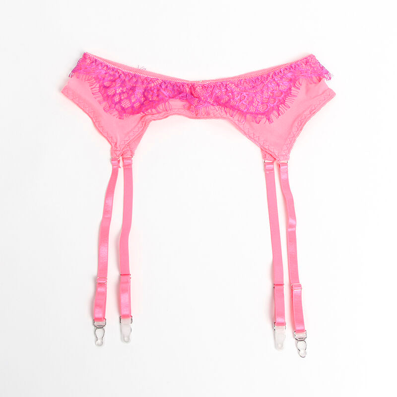 Subblime Set de Lencería con Encaje y Liguero Rosa y Lila L/XL