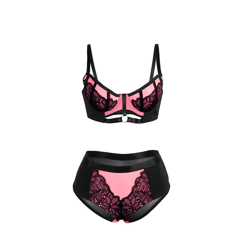 Conjunto de Lencería SUBBLIME Rosa con Cuero Sintético y Cremallera
