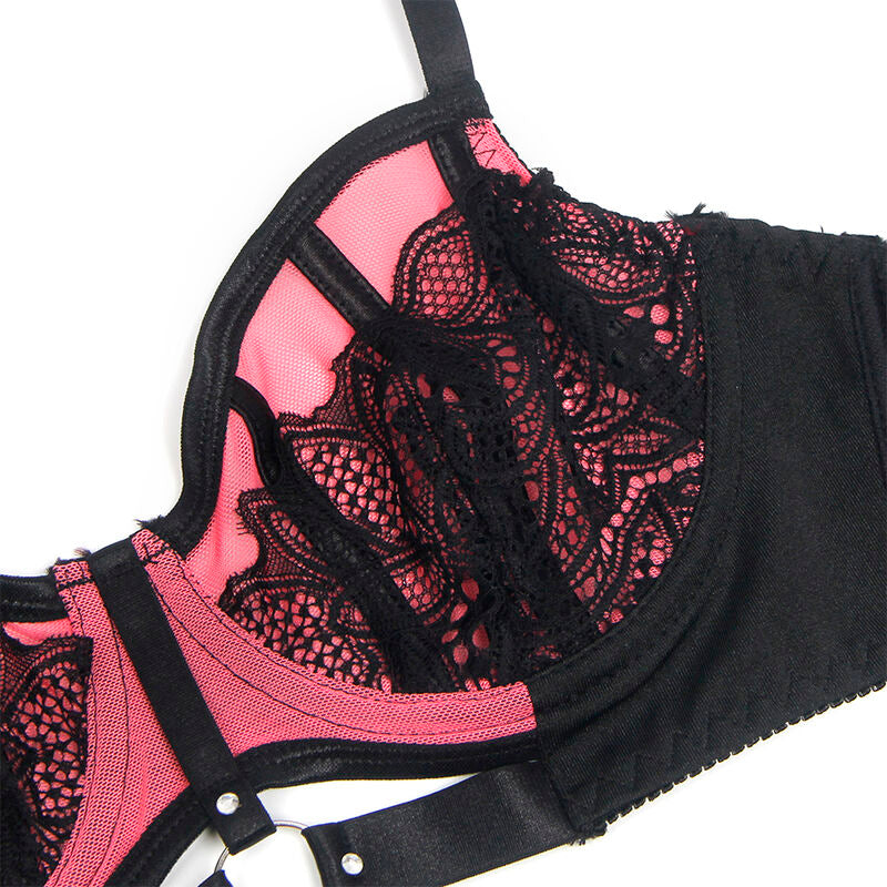 Conjunto de Lencería SUBBLIME Rosa con Cuero Sintético y Cremallera