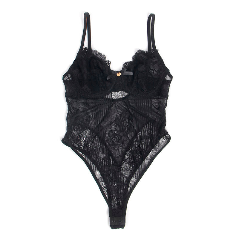 Bodysuit de Encaje Negro con Cierre Inferior - Subblime Bodies S/M