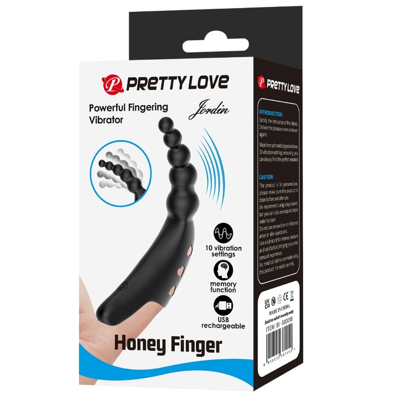 Pretty Love Jordin Finger Vibrator 10 Vibraciones Negro