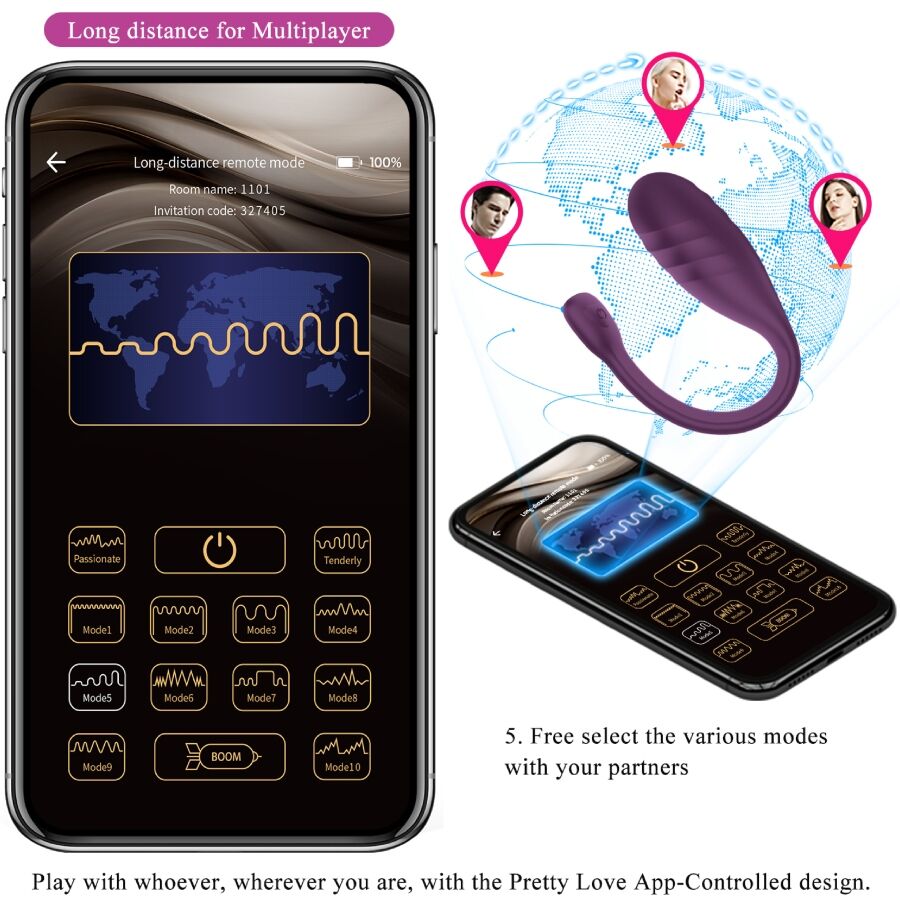 Pretty Love Leviathan Vibrador Controlado por App - Púrpura
