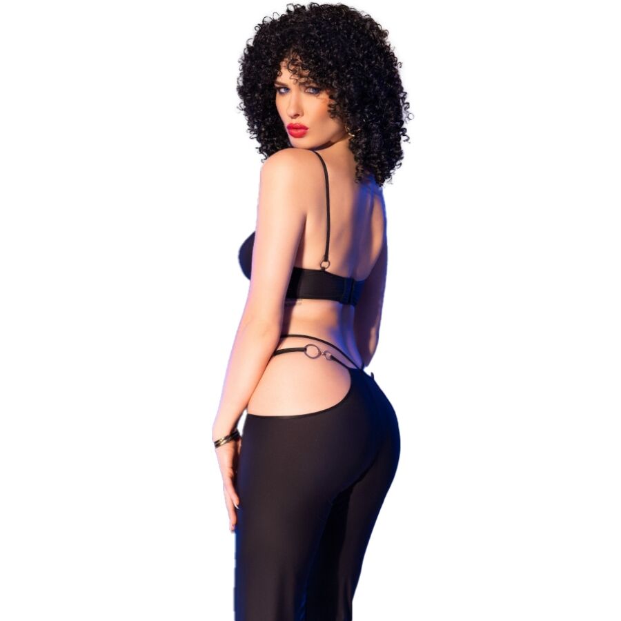 Chilirose CR 4851 Set Negro - Top y Leggings con Accesorios Dorados
