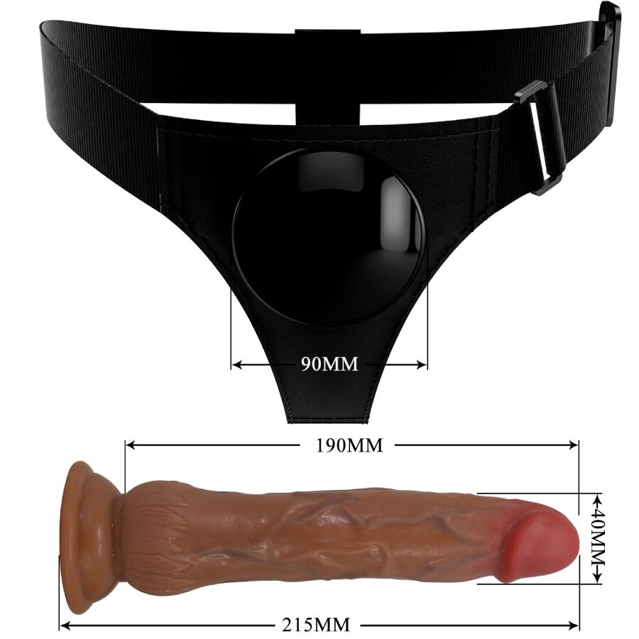 Pretty Love Kyton - Arnés Universal con Dildo Eyaculador 19 cm