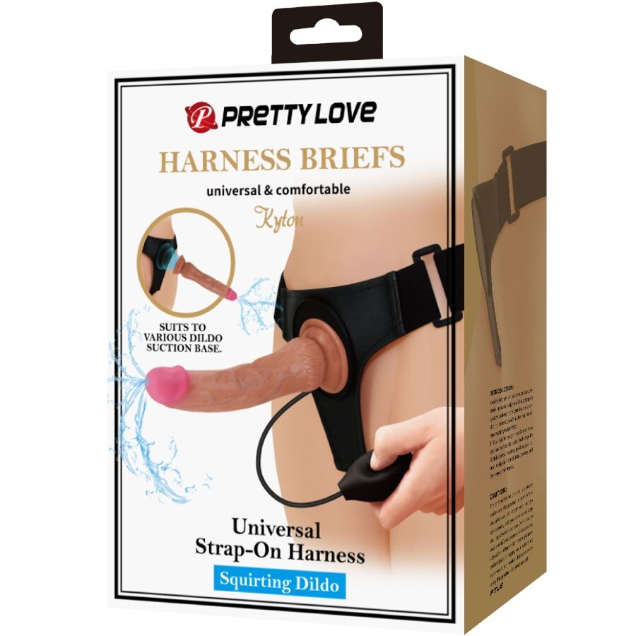 Pretty Love Kyton - Arnés Universal con Dildo Eyaculador 19 cm