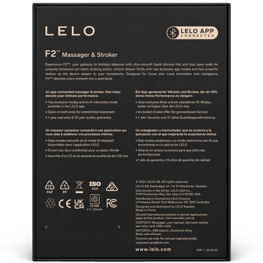 LELO F2S™ Masturbador Inteligente con App - Entrenamiento de Resistencia