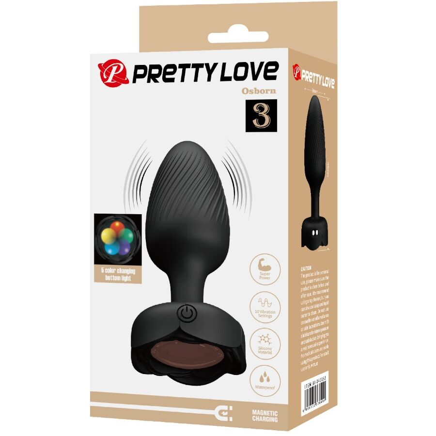 Pretty Love Osborn - Plug Anal con Luz LED Negro 9.8 cm