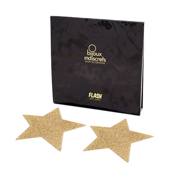 Bijoux Indiscrets Flash Golden Star - Adhesivos Decorativos para Pecho