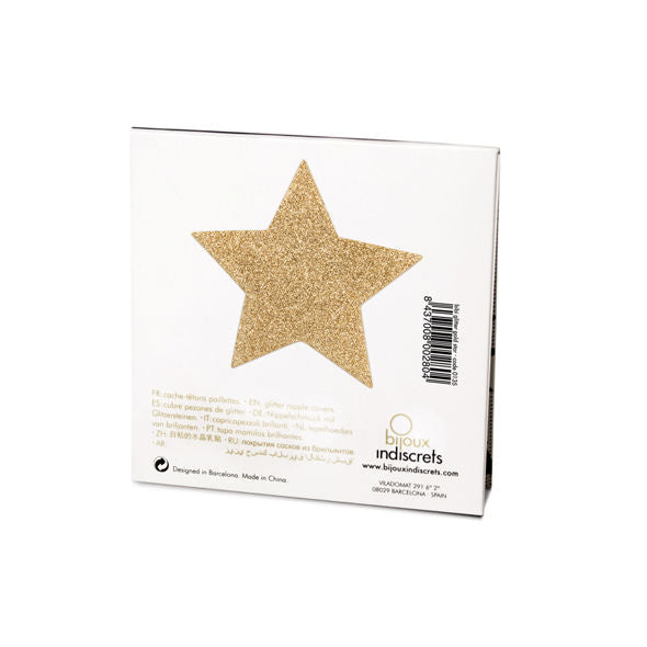 Bijoux Indiscrets Flash Golden Star - Adhesivos Decorativos para Pecho