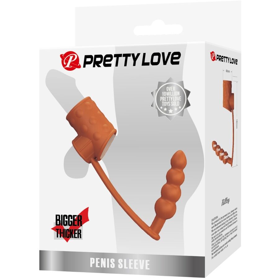 Pretty Love Penis Sleeve with Anal Plug Natural