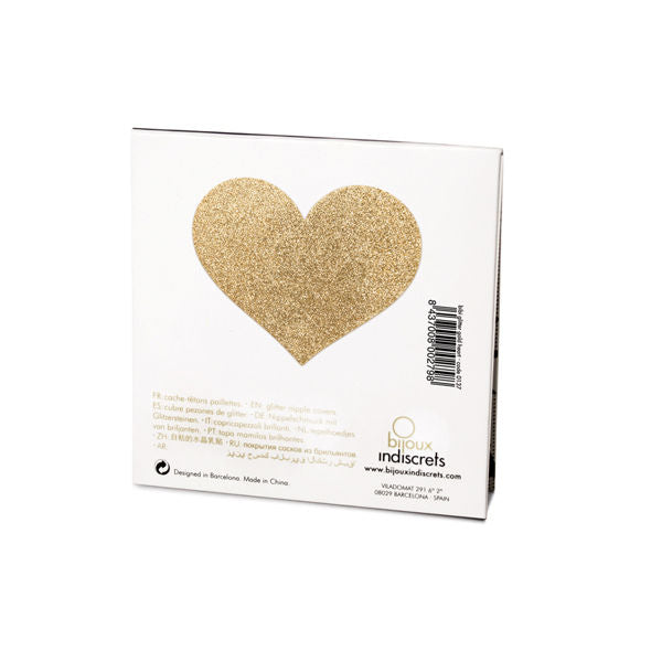 Bijoux Indiscrets Flash Golden Heart - Cubiertas para Pezones Doradas