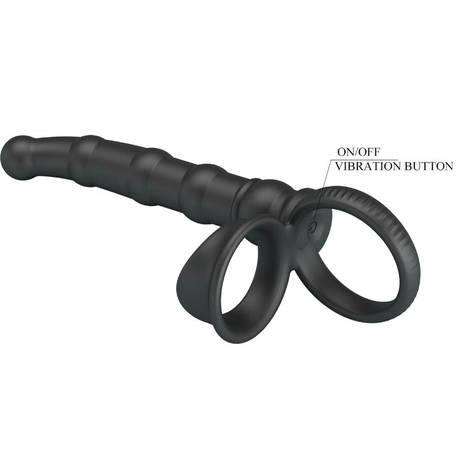 Pretty Love Tatum - Vibrador Anal con Anillo Peneano 10 Vibraciones Negro
