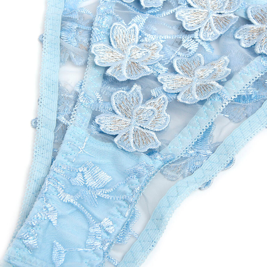 Conjunto de Lencería Subblime Bordado Floral Azul Cielo S/M