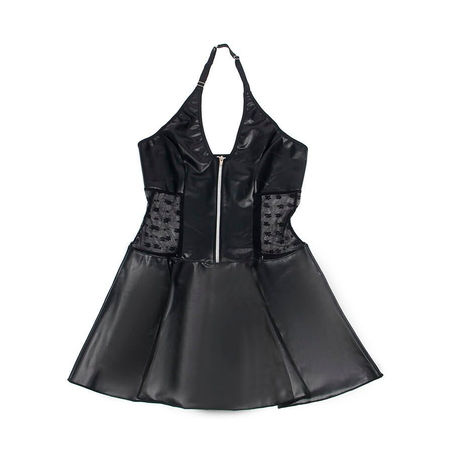Vestido Sexy de Encaje y Cuero Negro S/M - Subblime