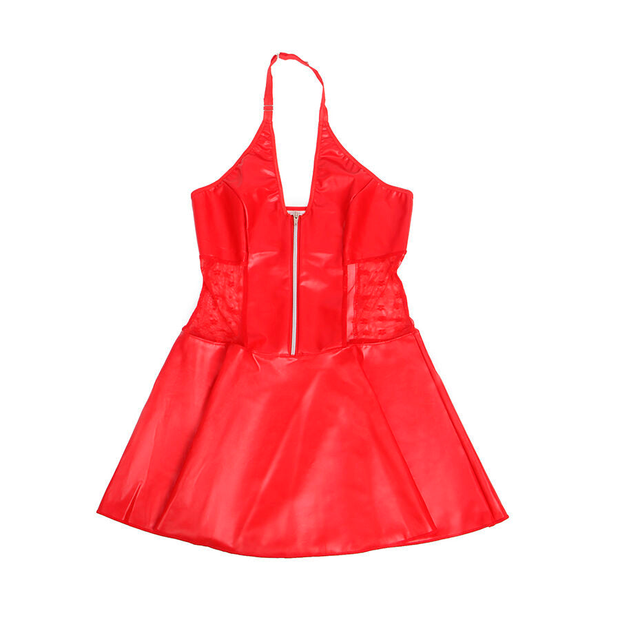 Subblime Lace Zipper Leather Dress Red - Conjunto Lingerie Sexy S/M