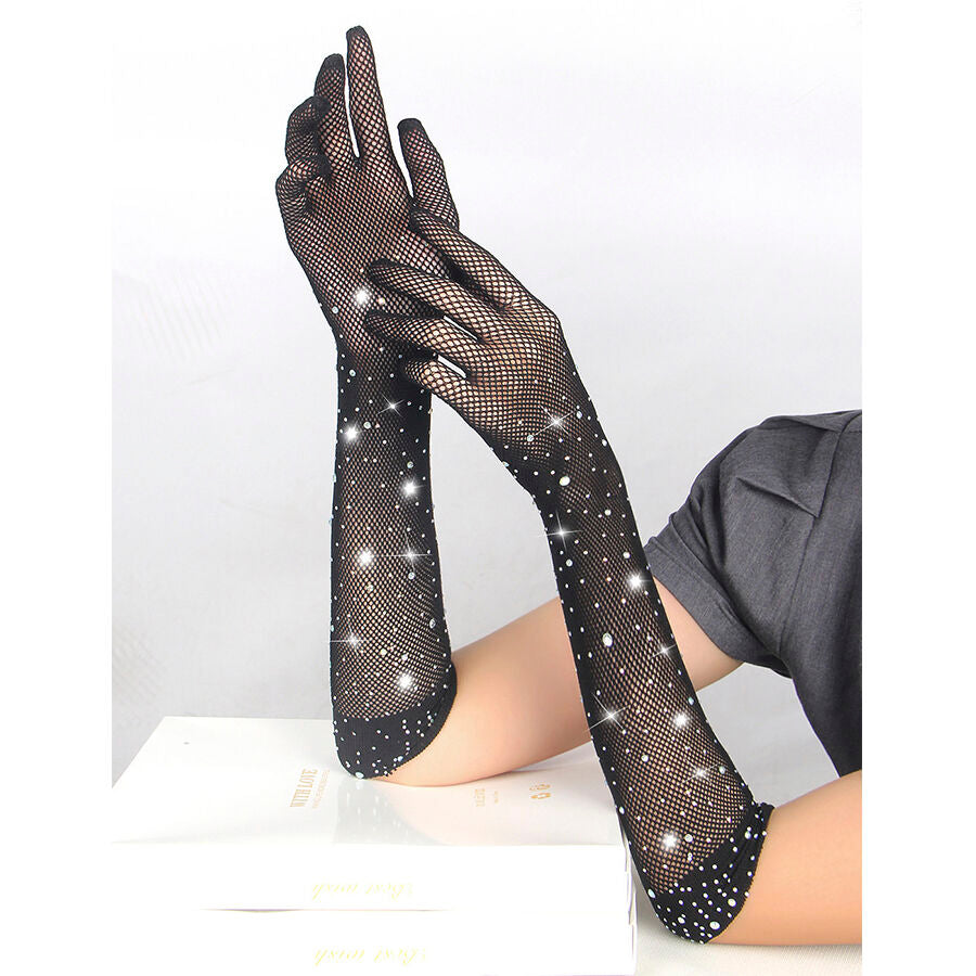 Guantes Transparentes con Brillo Negro S/M - Subblime Shine