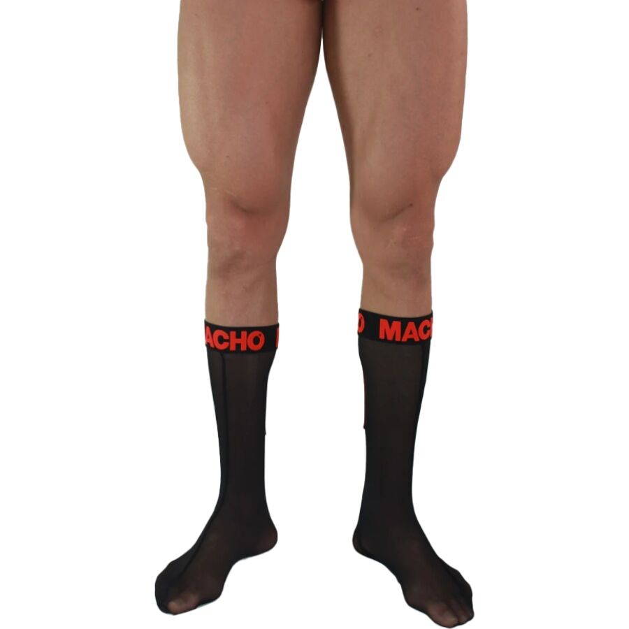 Calcetines Finos Macho Talla Única Negro/Rojo