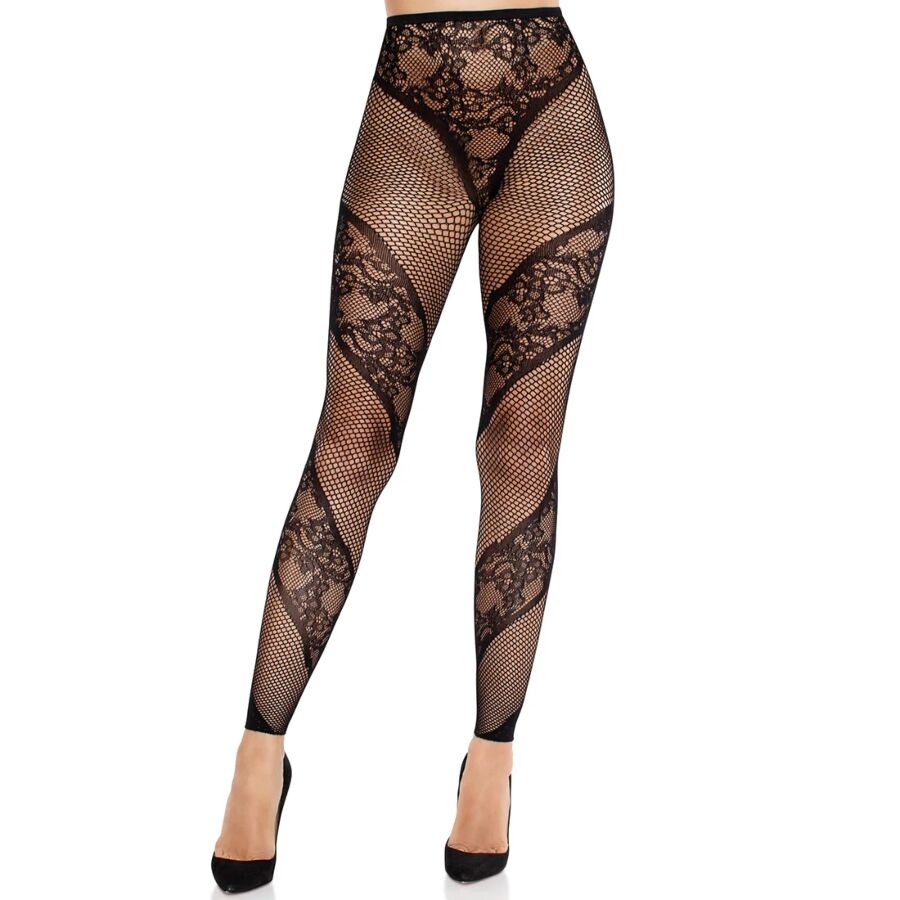 Medias Caladas sin Entrepierna Leg Avenue - Diseño de Encaje Negro
