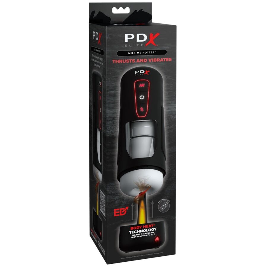 PDX Elite Milk Me Hotter - Masturbador Automático con Vibración, Golpes y Efecto Calor