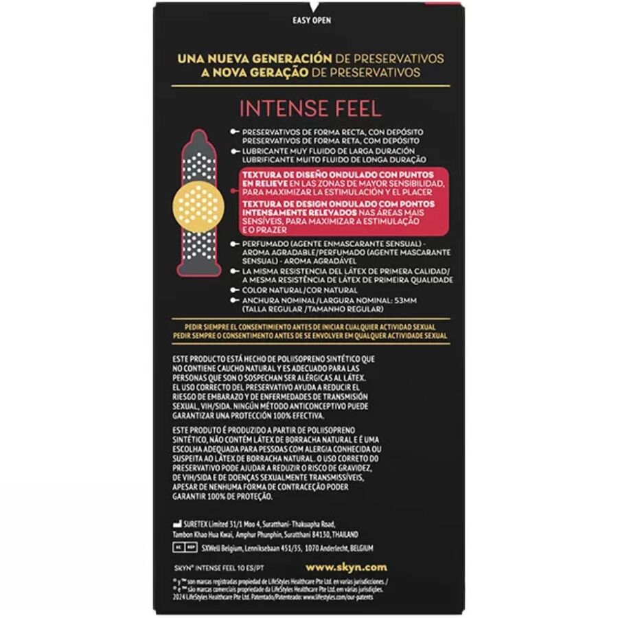 Skyn Intense Feel - Preservativos sin Látex con Textura Ondulada 10 Unidades
