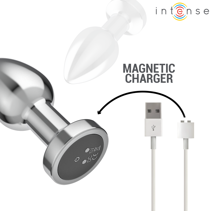Intense Anal Plug Metal 10 Vibraciones Control Remoto Talla M