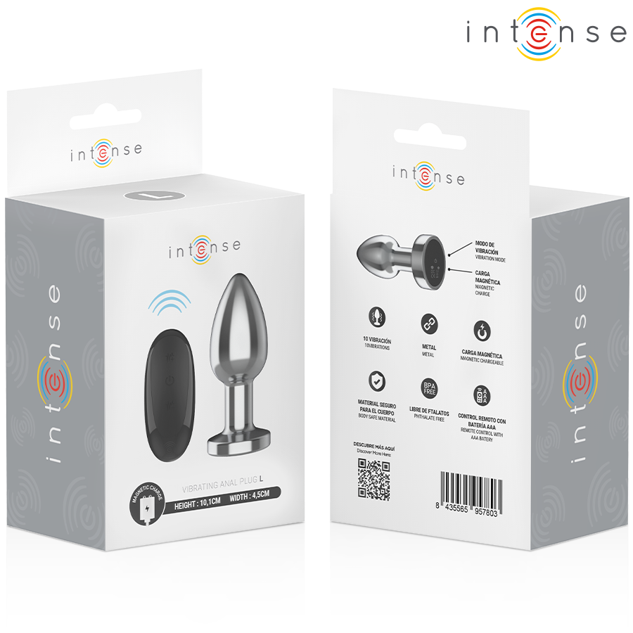 Intense Anal Plug Metal 10 Vibraciones con Control Remoto Talla L