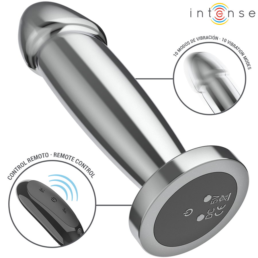 Intense Anal Plug Metal - 10 Vibraciones con Control Remoto Modelo S