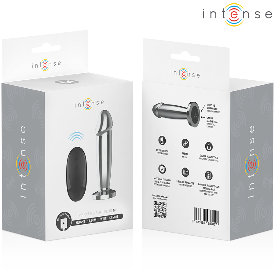 Intense Anal Plug Metal - 10 Vibraciones con Control Remoto