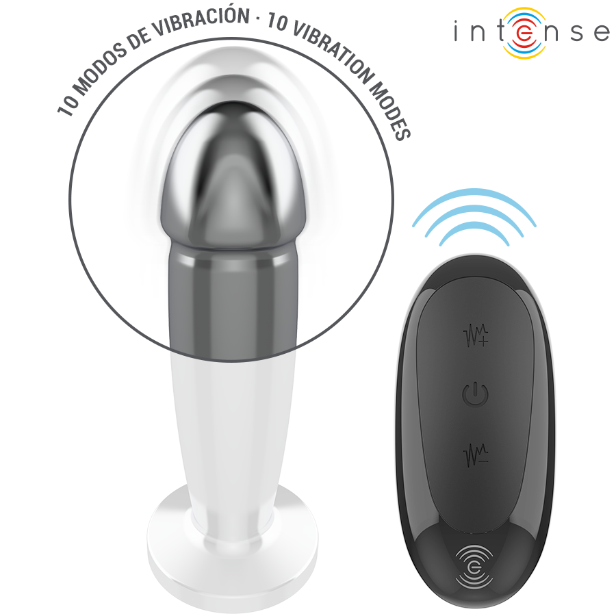 Intense Anal Plug Metal - 10 Vibraciones con Control Remoto