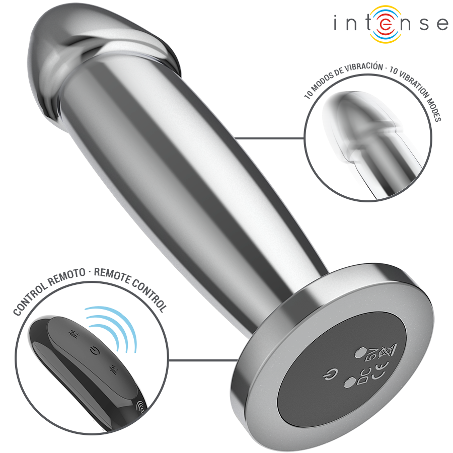 Intense Anal Plug Metal - 10 Vibraciones con Control Remoto