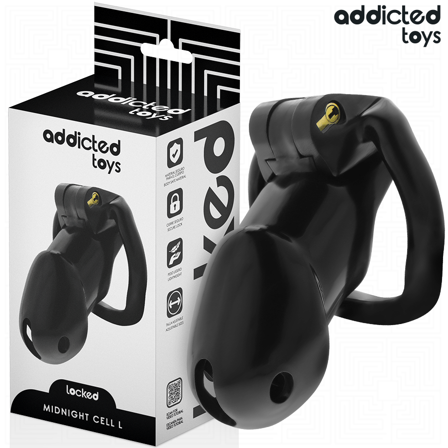 Jaula de Castidad Mindnight Cell Talla L - Acero Inoxidable y Plástico Seguro