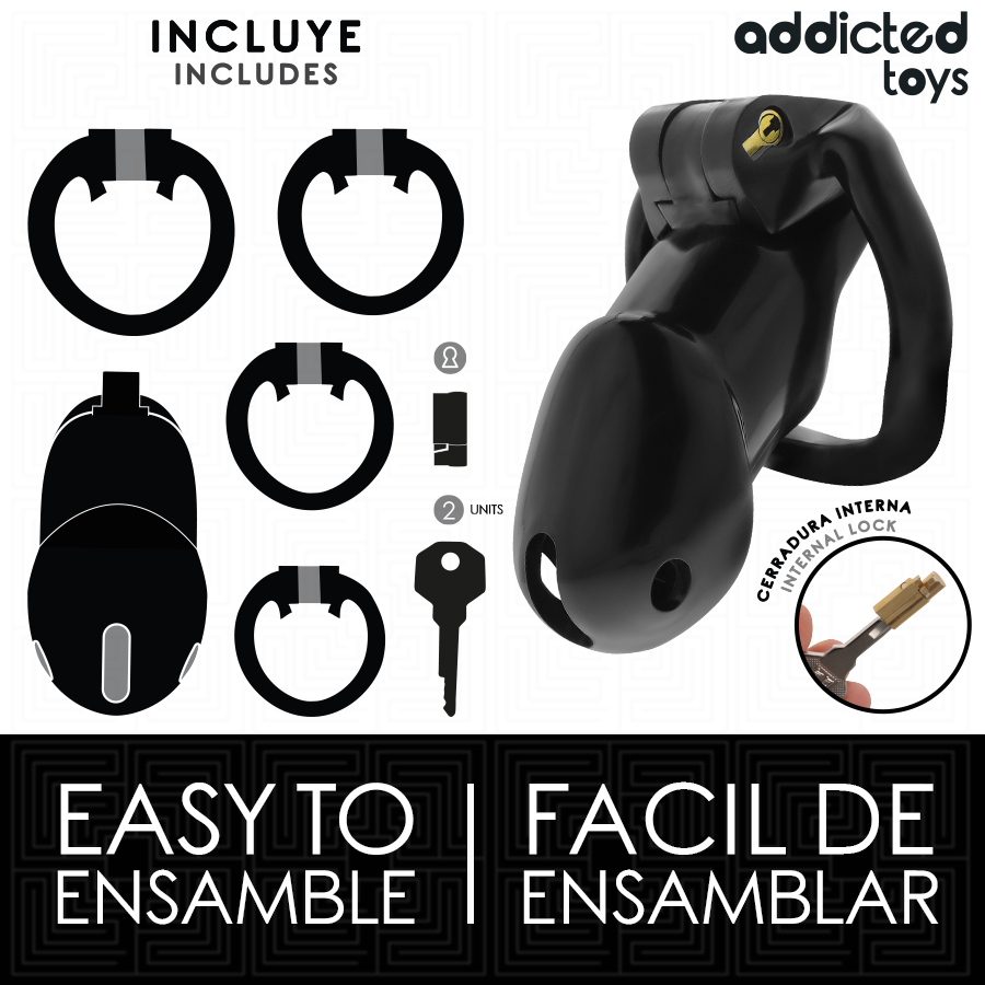 Jaula de Castidad Mindnight Cell Talla L - Acero Inoxidable y Plástico Seguro