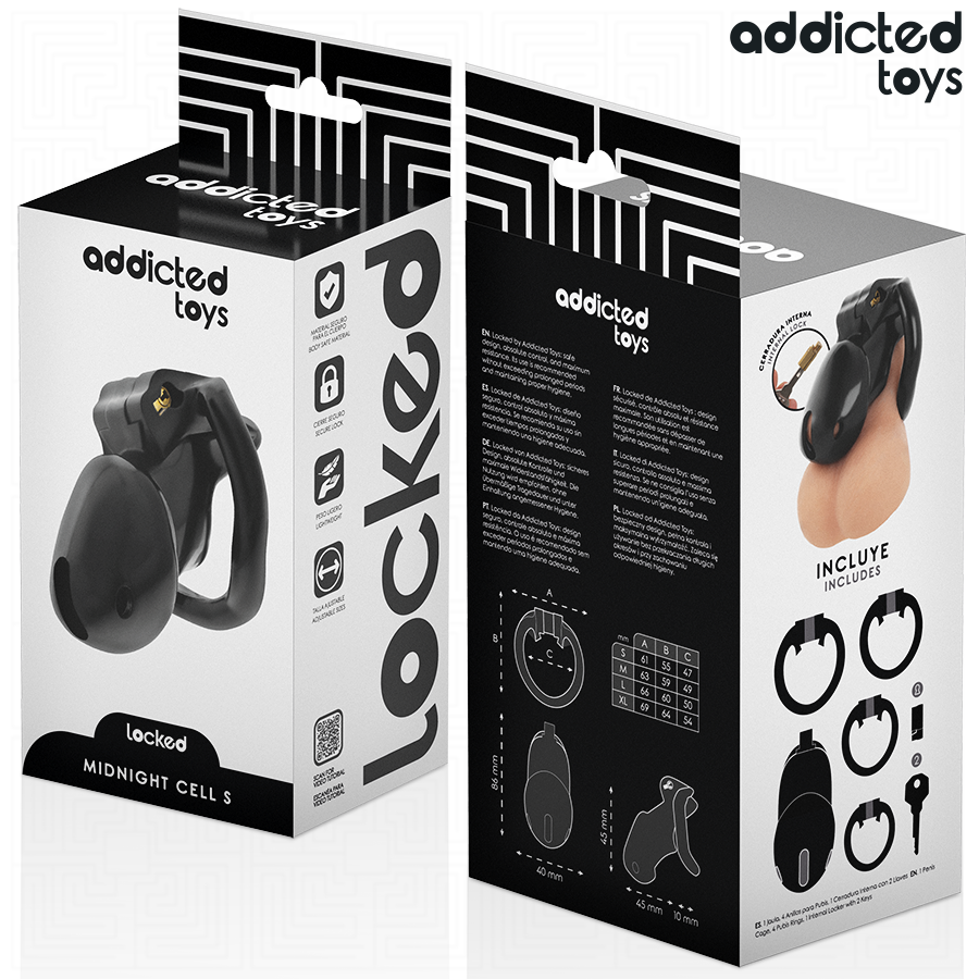 Jaula de Castidad Mindnight Cell S - Acero Inoxidable con 4 Anillos Ajustables