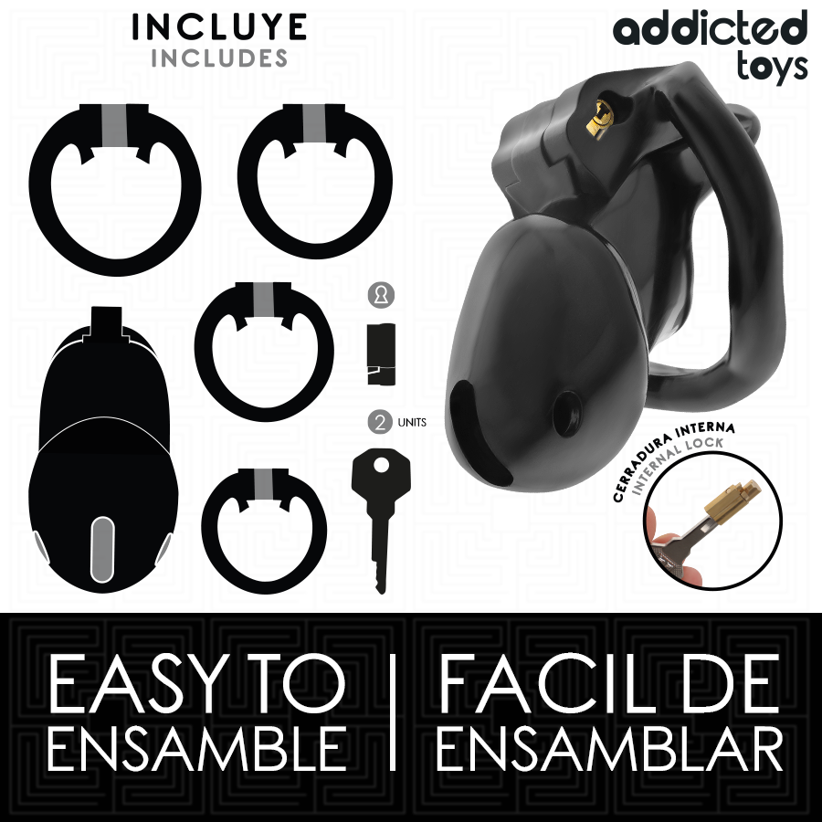 Jaula de Castidad Mindnight Cell S - Acero Inoxidable con 4 Anillos Ajustables