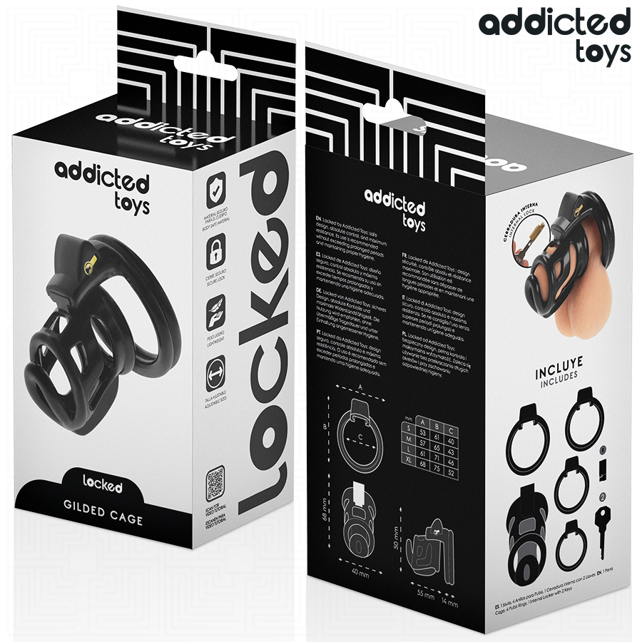 Addicted Toys Locked Golden Cage - Jaula de Silicona 8.5 cm